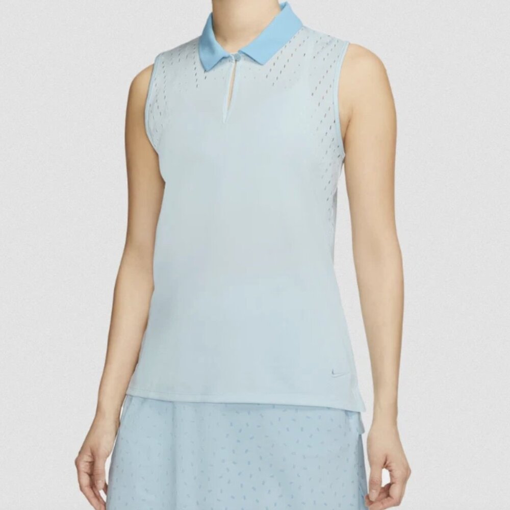 EUC Nike Ace Summer Jacquard Sleeveless Polo Light Blue/Mist Size XL